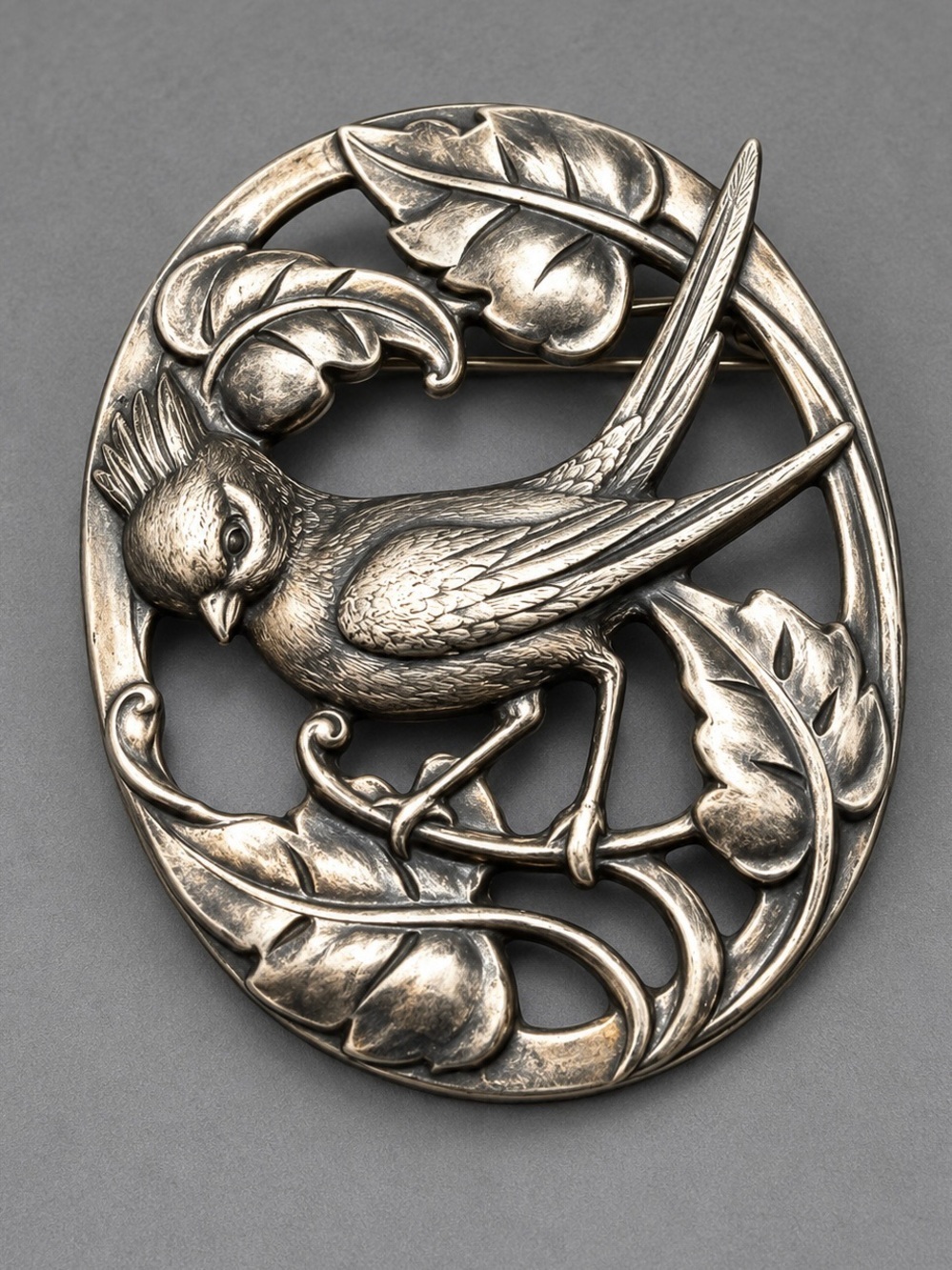 Antique Bird Brooch Pot Metal Art Deco #cz557
